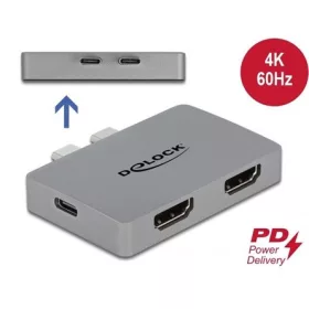   Delock MacBook Thunderbolt 3 Dual -> 2db HDMI 2.0 1db USB-C M/F adapter szürke PD 3.0