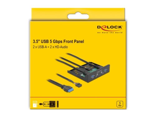 Delock 3.5  USB 3.2 Gen 1 első panel 2 x USB A-típusú + HD-Audio