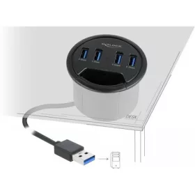   Delock 64153 4-portos USB3.0 hub fekete (asztalba szerelhető)