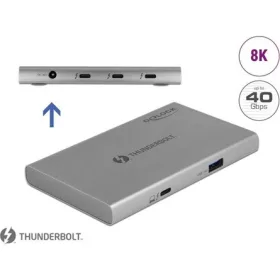   Delock 64157 4-portos Thunderbolt 4 USB4 USB3.2 Gen2×1 A hub szürke