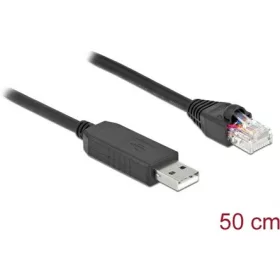   Delock 64159 USB-A 2.0 -> Serial RS-232 RJ45 M/M adatkábel 0.5m fekete FTDI chipset