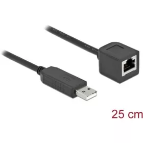   Delock 64162 USB-A 2.0 -> Serial RS-232 RJ45 M/F adatkábel 0.25m fekete FTDI chipset