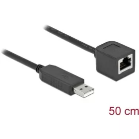   Delock 64163 USB-A 2.0 -> Serial RS-232 RJ45 M/F adatkábel 0.5m fekete FTDI chipset
