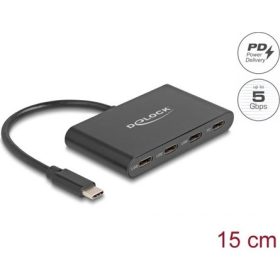   Delock USB 3.2 Gen 1 USB Type-C Hub 3 db USB Type-C anya + 1 x USB Type-C PD 100 Watt