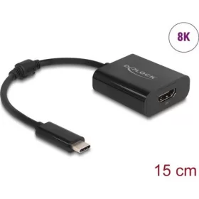   Delock USB-C / Thunderbolt -> DisplayPort 1.4 M/F adapter 0.2m fekete DP Alt Mode, HDR