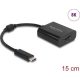 Delock USB-C / Thunderbolt -> DisplayPort 1.4 M/F adapter 0.2m fekete DP Alt Mode, HDR