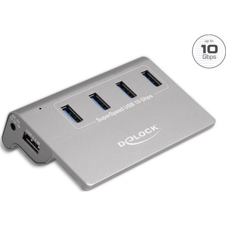 Delock USB 3.2 Gen 2 Hub 4 A-típusú USB porttal