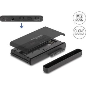   Delock USB Type-C  átalakító 1 db. M.2 NVMe SSD + 1 db. SATA SSD / HDD klón funkcióval