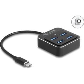   Delock USB 3.2 Gen 2 USB Type-C hub 4 x USB Type-A csatlakozóaljzattal   10 Gbps
