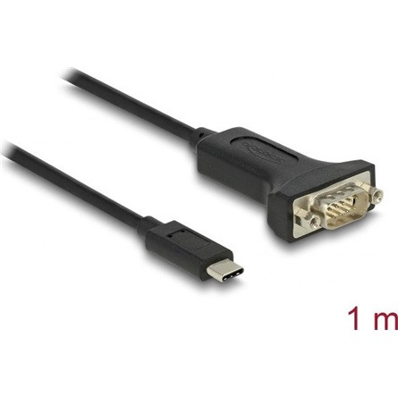 Delock USB-C -> Serial RS-232 DB9 M/M adatkábel 1m fekete