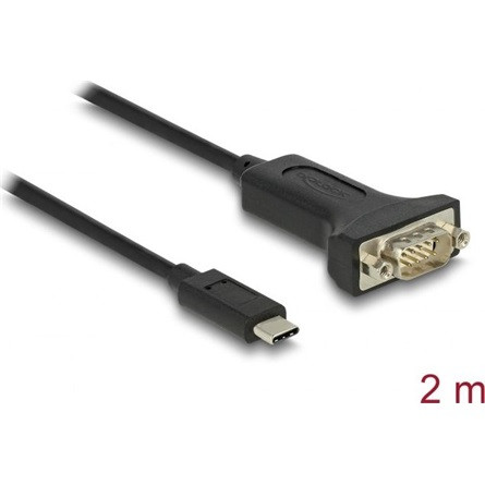 Delock USB-C -> Serial RS-232 DB9 M/M adatkábel 2m fekete