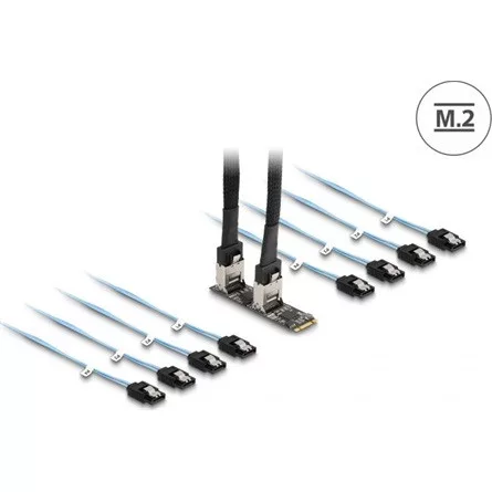 Delock Converter M.2 2280 kulcs B+M dugó 8 x SATA-hoz
