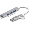 Delock 4 portos vékony USB Hub USB Type-C  vagy USB A-típusú - 3 x USB 2.0 Type-A csatlakozóhüvely + 1 x USB 5 Gbps Type