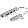 Delock 4 portos vékony USB Hub USB Type-C  vagy USB A-típusú - 3 x USB 2.0 Type-A csatlakozóhüvely + 1 x USB 5 Gbps Type