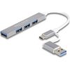 Delock 4 portos vékony USB Hub USB Type-C  vagy USB A-típusú - 3 x USB 2.0 Type-A csatlakozóhüvely + 1 x USB 5 Gbps Type