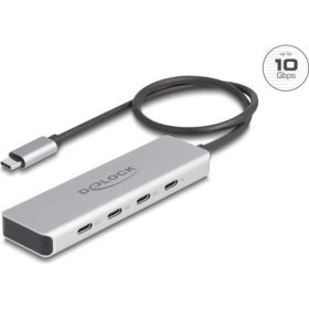   Delock USB 10 Gbps USB Type-C  hub 4 x USB Type-C  anya csatlakozóval és 35 cm hosszú csatlakozó kábellel