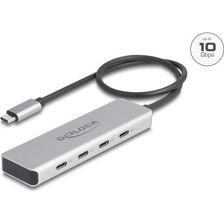 Delock USB 10 Gbps USB Type-C  hub 4 x USB Type-C  anya csatlakozóval és 35 cm hosszú csatlakozó kábellel