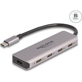   Delock USB 5 Gbps Tetején 4 USB porttal rendelkező USB Type-C  hub USB Type-C  csatlakoztatóval