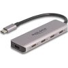 Delock USB 5 Gbps Tetején 4 USB porttal rendelkező USB Type-C  hub USB Type-C  csatlakoztatóval