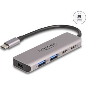   Delock USB 5 Gbps 2 USB Type-C  portos és 2 A-típusú portos hub USB Type-C  csatlakozóval