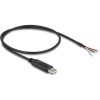 Delock USB-A 2.0 -> Serial RS-485 nyílt vezeték Male adatkábel 0.5m fekete