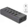 Delock Hub USB 5 Gbps 2 x A-típusú és 2 x USB Type-C  anya és 1 x gyorstöltő port + kapcsoló