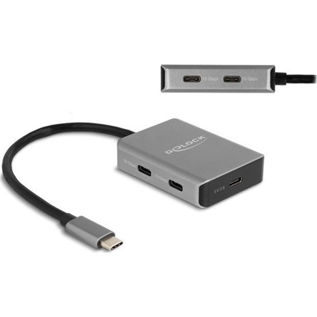 Delock USB 10 Gbps Tetején 4 USB porttal rendelkező USB Type-C  hub USB Type-C  csatlakoztatóval