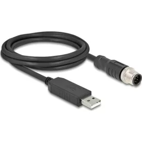   Delock M12 8pin A-code -> USB-A 2.0 M/M adatkábel 1.8m fekete FTDI chipset