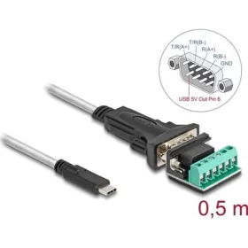   Delock USB Type-C -típusú adapter   1 x soros RS-422/485 apa 6 tűs terminal blockkal 5 V 0,5 m