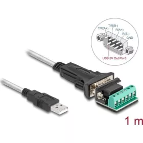   Delock USB 2.0 A-típusú adapter   1 x soros RS-422/485 apa 6 tűs terminal blockkal 5 V 1 m