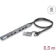 Delock 7 portos vékony USB hub USB Type-C  vagy A-típusú csatlakoztatóval és 1 x USB 5 Gbps A-típusú és 6 x A-típusú USB