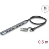 Delock 7 portos vékony USB hub USB Type-C  vagy A-típusú csatlakoztatóval és 1 x USB 5 Gbps A-típusú és 6 x A-típusú USB