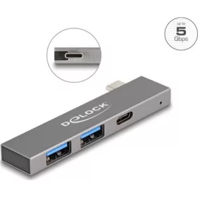   Delock 3 portos vékony USB hub USB Type-C  csatlakoztatóval és 1 x USB 5 Gbps USB Type-C  és 2 x USB 5 Gbps A-típusú
