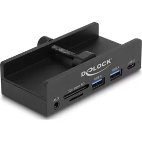   Delock Külső USB 5 Gbps 3 Port Hubon keresztül 2 x A-típusú USB, 1 x USB Type-C -k és 2 bemenetes kártyaolvasó záró csav