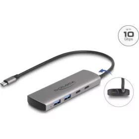   Delock USB 10 Gbps Hub 2 A-típusú USB port és 2 USB Type-C  port USB Type-C  csatlakozóval és egy további tápporttal