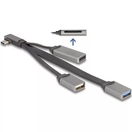 Delock 2 portos USB hub beépített SD és Micro SD kártyaolvasóval, valamint USB Type-C  csatlakoztatóval