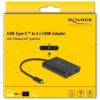 Delock USB Type-C  adapter 2 x HDMI 4K 60 Hz-hez DisplayLink  grafikával és USB PD-vel