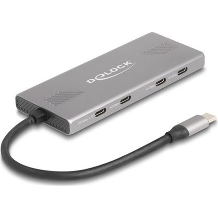 Delock 7 portos USB-elosztó, 10 Gbps, 4 db USB Type-C  csatlakozóaljzattal és 3 db USB Type-A csatlakozóaljjal
