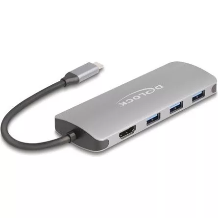 Delock 7 portos USB 10 Gbps Hub és 4K HDMI kimenet USB Type-C  csatlakozóval és PD 3.0 90 Watt