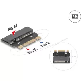   Delock M.2 kulcs B+M apa - M.2 kulcs M csatlakozó   bővítmény adapter