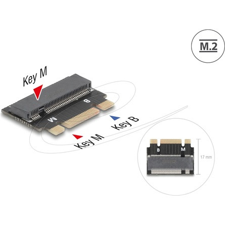 Delock M.2 kulcs B+M apa - M.2 kulcs M csatlakozó   bővítmény adapter