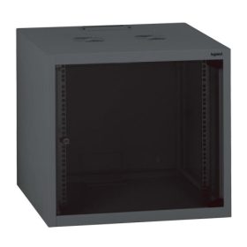   Legrand Rackszekrény - 19" fali kivitel (9U, 494x600x600, antracit, egyrekeszes, üvegajtós, készre szerelt, max: 27 kg)