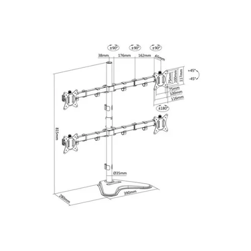 Equip Monitor Asztali állvány - 650127 (17"-32", 4 monitor,