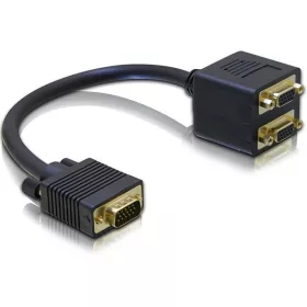   Delock Átalakító - 65060 (VGA -> 2x VGA, apa/anya, fekete, 0,2m)