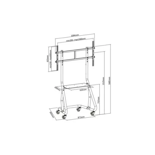 Equip TV állvány - 650609 (60"-105" álló, gurulós, Max.:100kg, fekete)