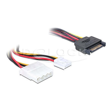 Delock KAB Delock 65227 15pin SATA (apa) - 4pin Molex (anya) + 3,5” floppy Y hálózati kábel - 0,3m