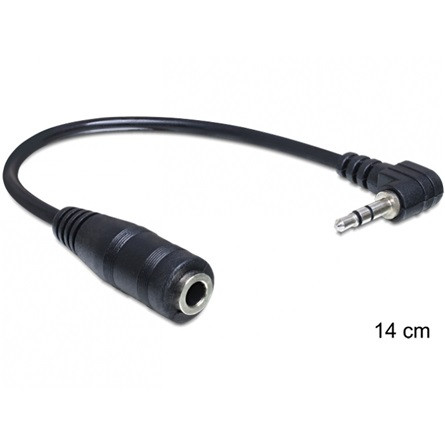 Delock KAB Delock 65397 audio sztereo 2,5mm hajlított apa > 3,5mm anya 3 pin kábel - 14cm