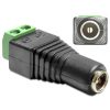 Delock DC 5,5x2,1mm -> Terminal block 2pin F/F adapter fekete