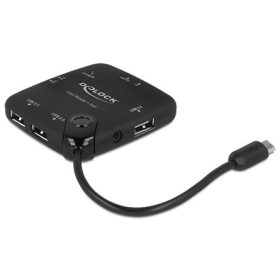   Delock FL Delock 65529 microUSB OTG kártyaolvasó + 3portos USB hub