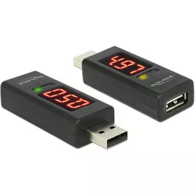   Delock ADA Delock 65569 USB2.0-A dugó - A hüvely átalakító LED-s V+E72 Volt és Amper kijelzővel